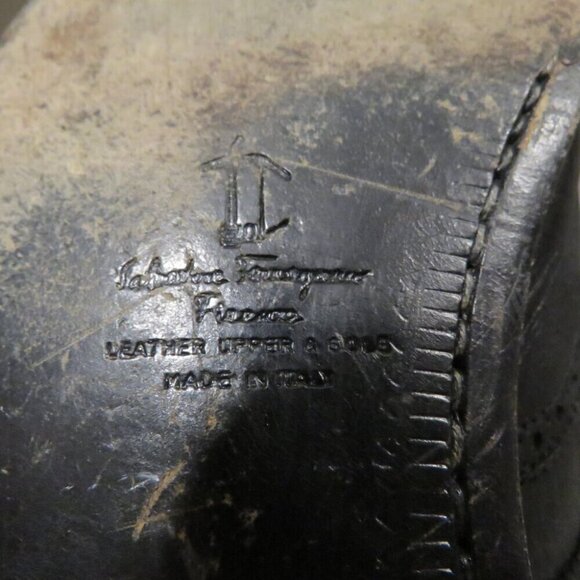 SALVATORE FERRAGAMO Black Leather Wingtip Brogue Oxford Shoes - Size US 9.5 D - Picture 15 of 16